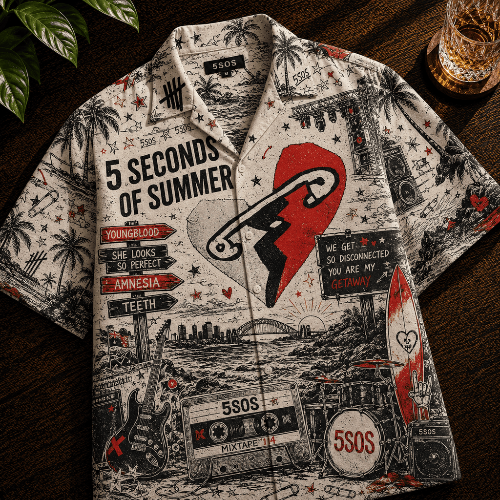 PREMIUM 5SOS HAWAIIAN SHIRT TTNL