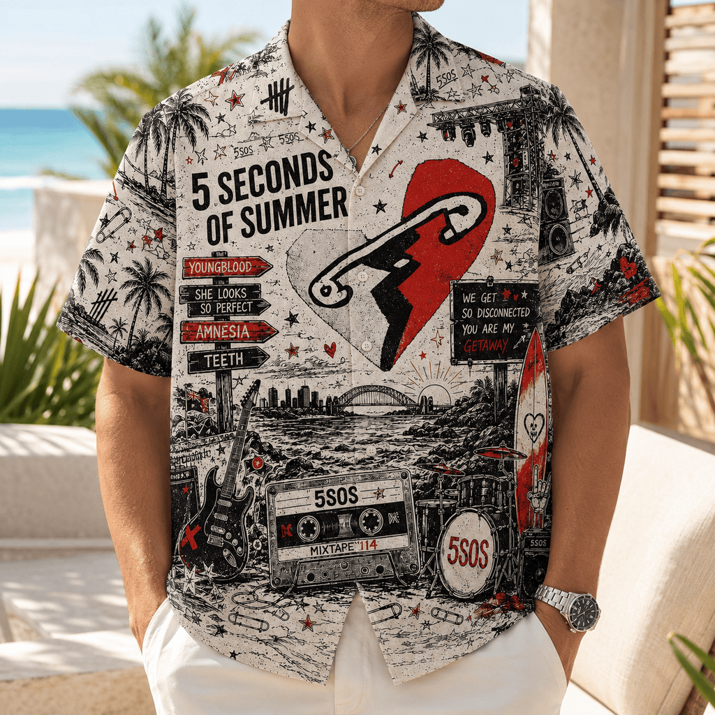 PREMIUM 5SOS HAWAIIAN SHIRT TTNL
