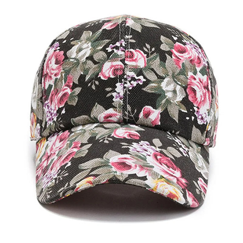 Fashion Women's Summer Cap Floral Print Trucker Hat Outdoor Streetwear Cap Female Baseball Cap With Flowers And Plants Design