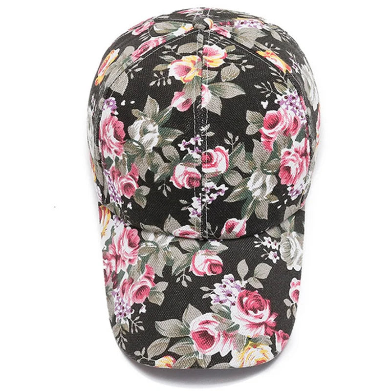 Fashion Women's Summer Cap Floral Print Trucker Hat Outdoor Streetwear Cap Female Baseball Cap With Flowers And Plants Design